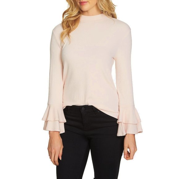 NWT Nordstrom 1.STATE Pink Bell Sleeve Stretch Top - Picture 1 of 3